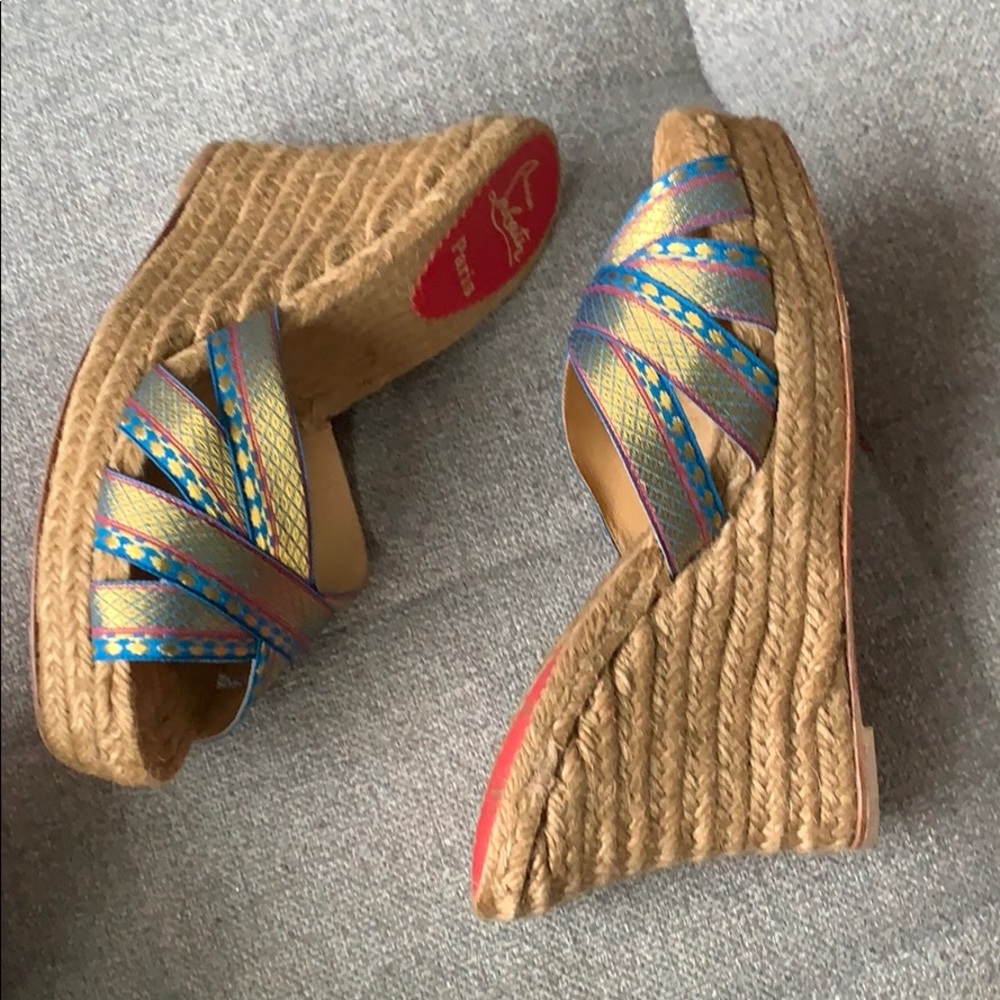 Christian Louboutin raffia slide sandals